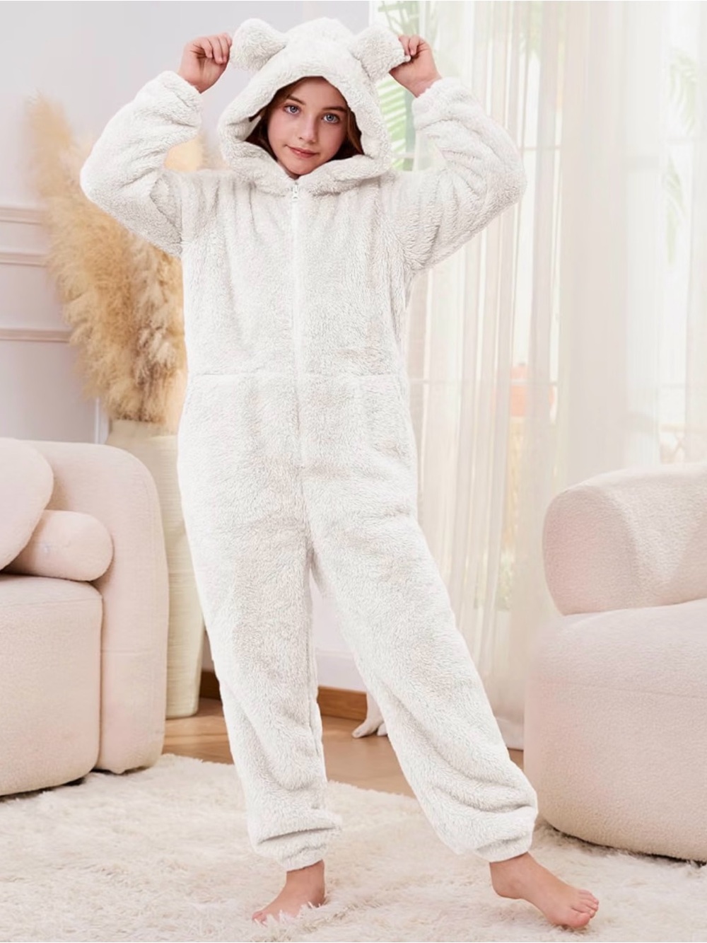 Kids Plush Hooded Pajamas Onesie - Cozy Sleepwear